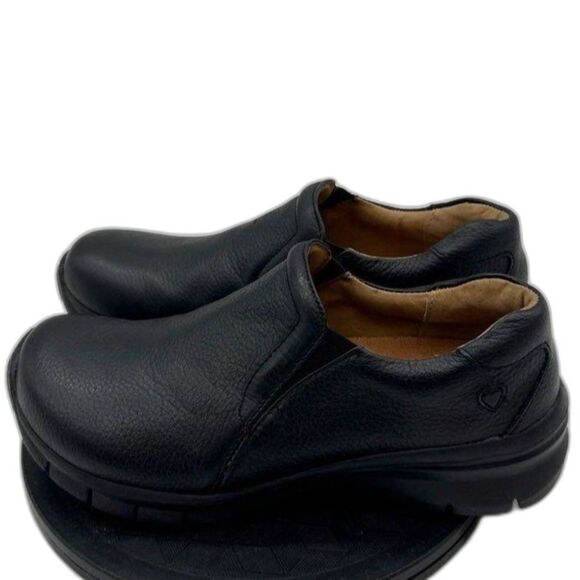 NIB Women's Nurse Mates London Black Leather Slip Resistant Work Clogs Size 10 - Picture 4 of 6